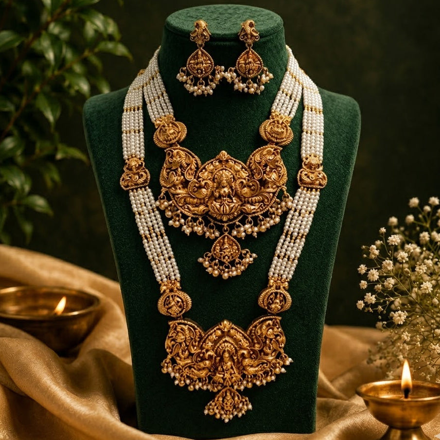 Antique Gold Lakshmi Elephant Wedding Jewellery Set | TB-001