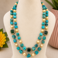 Multicolor Natural Stone & Glass Beads Layered Necklace | BJ-001