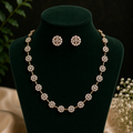 Floral Crystal White Stone Necklace and Earrings Set | AD-001