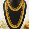 Antique Green & Ruby Stone Coin Necklace & Long Haram Set | TN-023